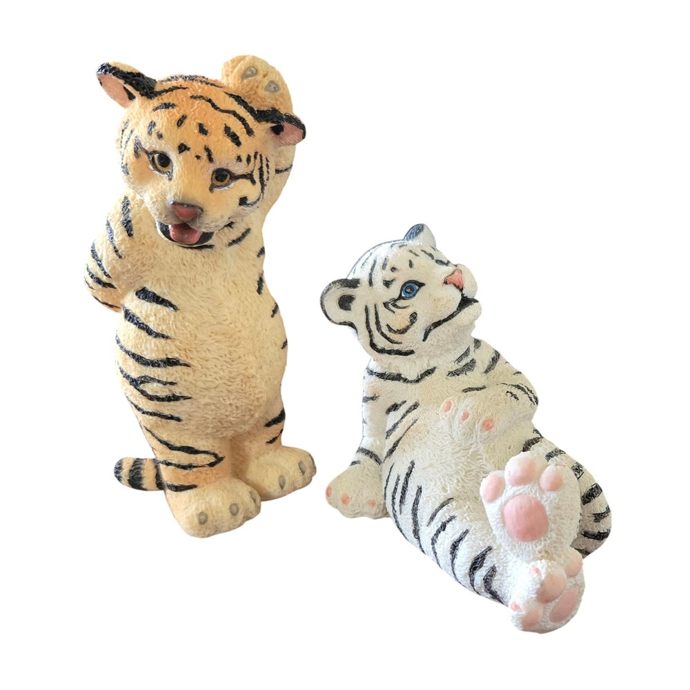 Summit Collection Tiger Cub Figurine Set Standing Bengal and Reclining White